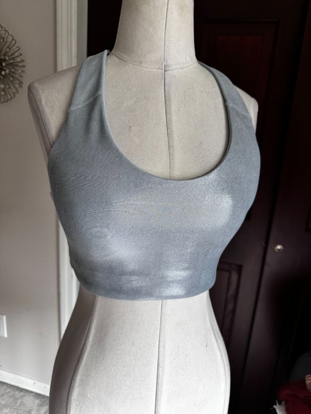 Old Navy Active Powersport silver shiny padded racerback Medium